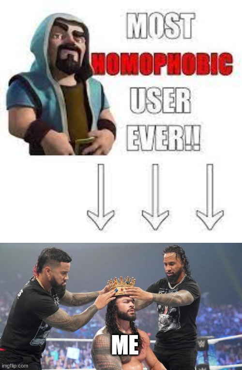 i am the most homophobic user ever | ME | image tagged in roman reigns crown | made w/ Imgflip meme maker