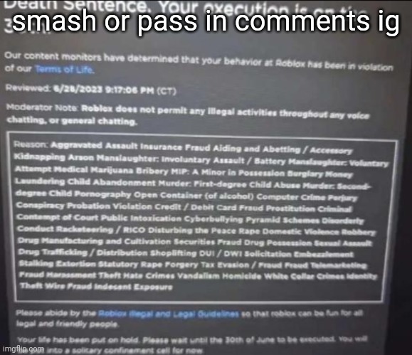 YOUR EXECUTION IS ON THE 30TH. | smash or pass in comments ig | image tagged in your execution is on the 30th | made w/ Imgflip meme maker