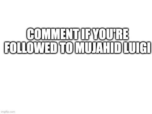 COMMENT IF YOU'RE FOLLOWED TO MUJAHID LUIGI | made w/ Imgflip meme maker