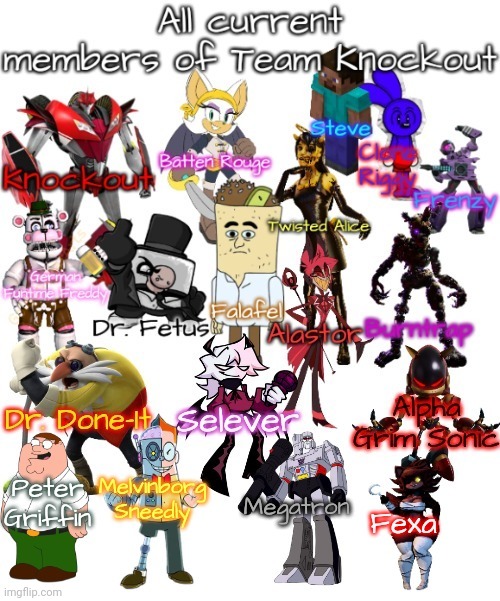 Gave our roster an update! | image tagged in team knockout | made w/ Imgflip meme maker