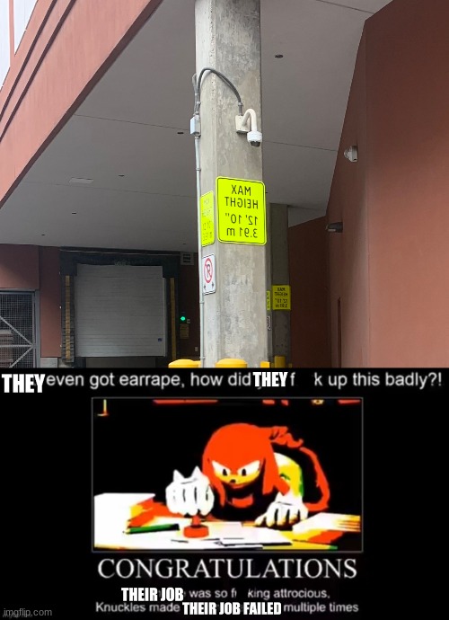 image tagged in you had one job,knuckles meme illegal failing job | made w/ Imgflip meme maker