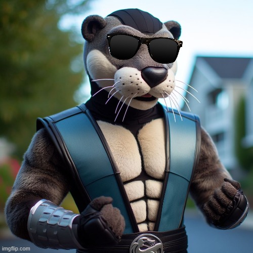 otter johnny cage | image tagged in mortal kombat,johnny cage,anthro,ai art | made w/ Imgflip meme maker