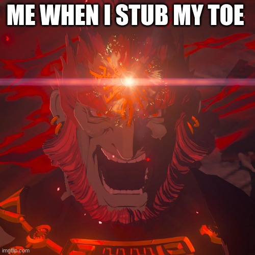 Demon King Ganondorf | ME WHEN I STUB MY TOE | image tagged in demon king ganondorf | made w/ Imgflip meme maker