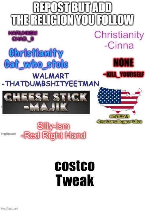 costco
Tweak | made w/ Imgflip meme maker