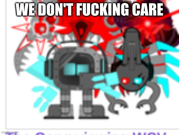 we do not care | WE DON'T FUCKING CARE | image tagged in we do not care | made w/ Imgflip meme maker