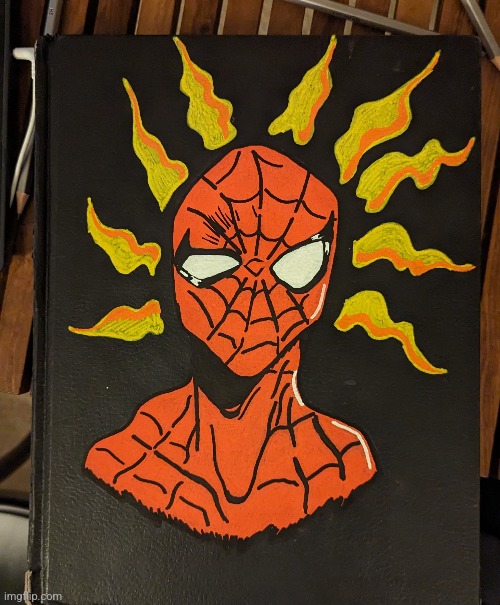 Just something I put on my sketchbook cover | image tagged in spiderman,art,drawing | made w/ Imgflip meme maker
