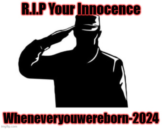 salute  | R.I.P Your Innocence Wheneveryouwereborn-2024 | image tagged in salute | made w/ Imgflip meme maker