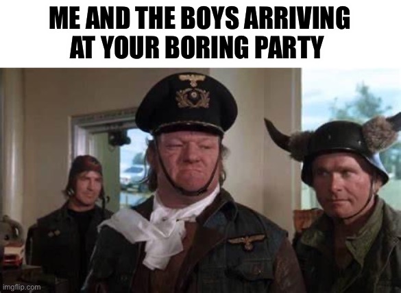 Party animals | ME AND THE BOYS ARRIVING AT YOUR BORING PARTY | image tagged in party,me and the boys | made w/ Imgflip meme maker