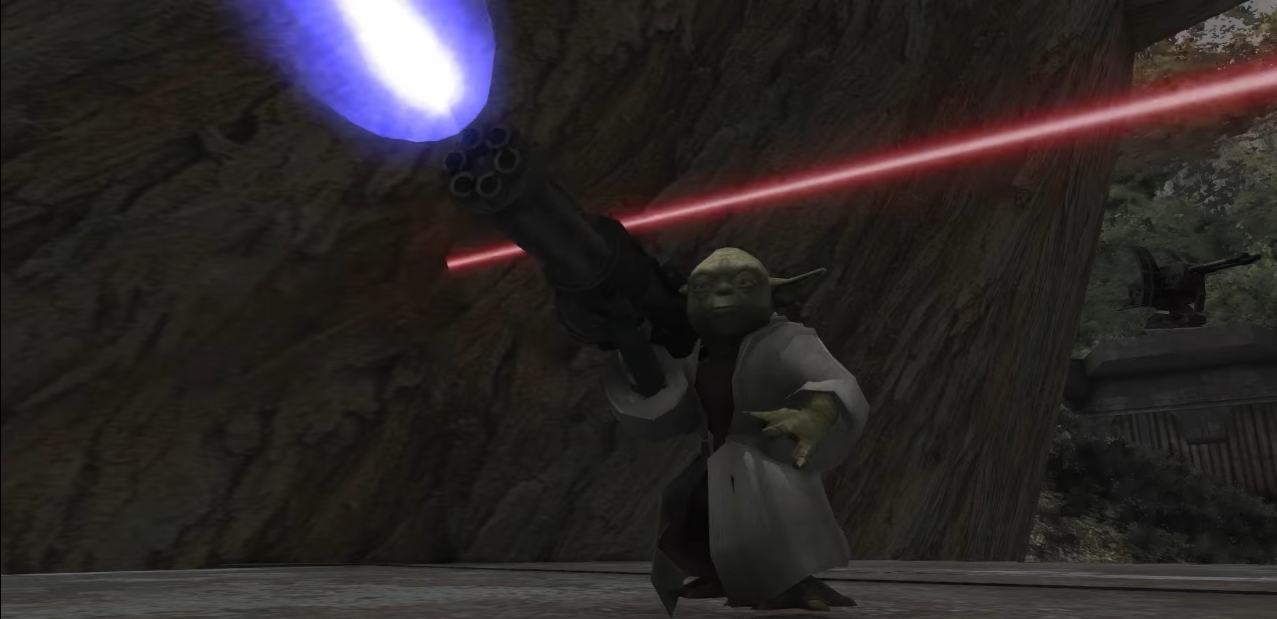 Yoda With Chaingun Starwars Blank Meme Template