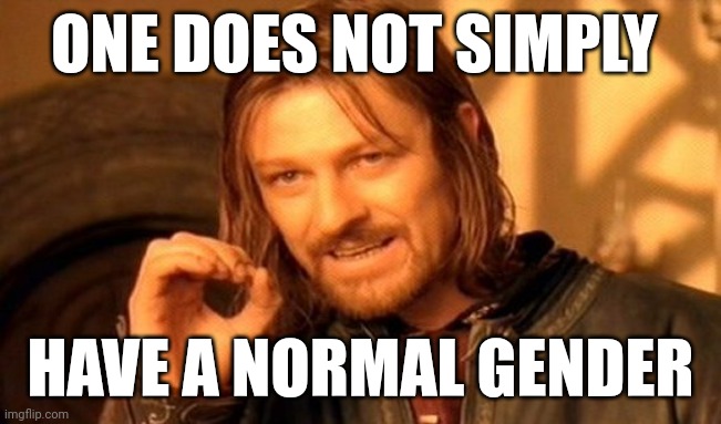 Yayayayaya | ONE DOES NOT SIMPLY; HAVE A NORMAL GENDER | image tagged in memes,one does not simply,transgender | made w/ Imgflip meme maker