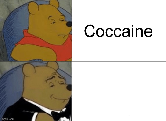 I snorted some while makin this meme | Coccaine; C17H21NO4 | image tagged in memes,tuxedo winnie the pooh | made w/ Imgflip meme maker