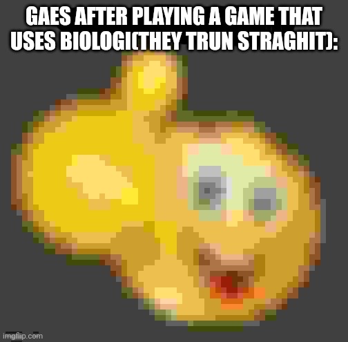 other crappost | GAES AFTER PLAYING A GAME THAT USES BIOLOGI(THEY TRUN STRAGHIT): | image tagged in child abuse,crappost,help,portal,portal 2,idk | made w/ Imgflip meme maker
