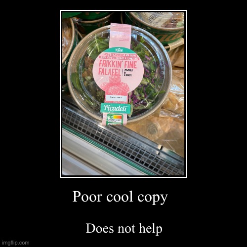 Poor ‘cool’ copy | Poor cool copy | Does not help | image tagged in funny,demotivationals | made w/ Imgflip demotivational maker