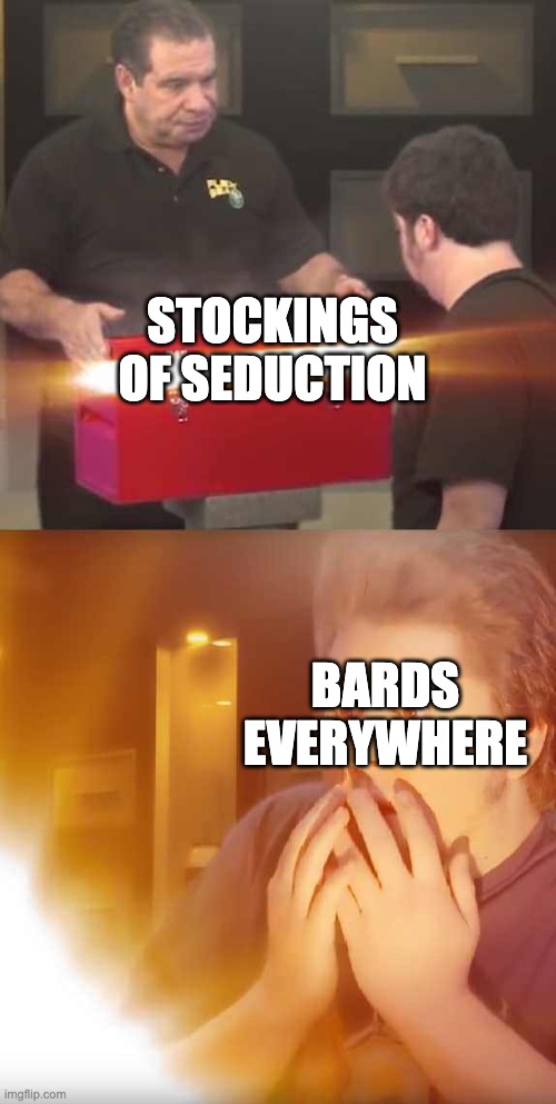 JonTron | STOCKINGS OF SEDUCTION; BARDS EVERYWHERE | image tagged in jontron,dungeons and dragons | made w/ Imgflip meme maker