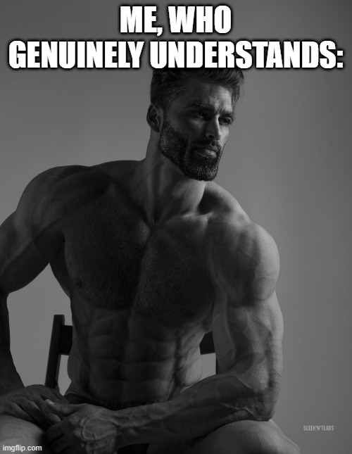 Giga Chad | ME, WHO GENUINELY UNDERSTANDS: | image tagged in giga chad | made w/ Imgflip meme maker