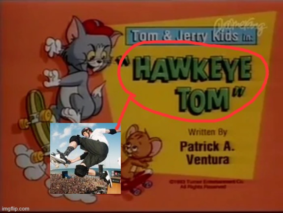 Namesoundalikes | image tagged in tom and jerry,namesoundalikes,tony hawk,name sound alikes,skateboarding,bird | made w/ Imgflip meme maker