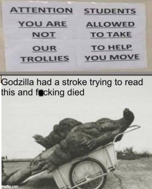 Godzilla died | II | image tagged in godzilla,godzilla had a stroke trying to read this and fricking died,died,dead,confused,confusing | made w/ Imgflip meme maker
