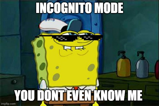 Sponge bob mystery pants | INCOGNITO MODE; YOU DONT EVEN KNOW ME | image tagged in memes,don't you squidward | made w/ Imgflip meme maker