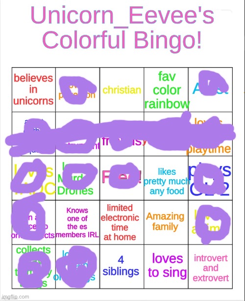 Unicorn_Eevee colorful bingo! | image tagged in unicorn_eevee colorful bingo,lol | made w/ Imgflip meme maker