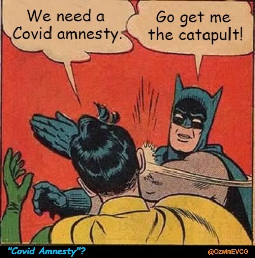 No Covid Amnesty no.01 ("Covid Amnesty"?) #NoCovidAmnesty | image tagged in covid amnesty,batman slapping robin,no covid amnesty,msm lies,covid tribunals,crimes against humanity | made w/ Imgflip meme maker