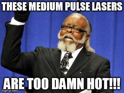 Too Damn High Meme | THESE MEDIUM PULSE LASERS ARE TOO DAMN HOT!!! | image tagged in memes,too damn high | made w/ Imgflip meme maker