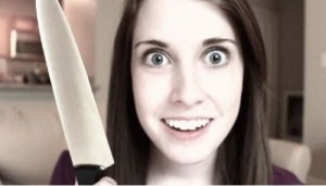 Overly attached girlfriend with knife Blank Meme Template