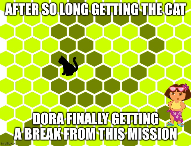 The damn cat finally getting trapped | AFTER SO LONG GETTING THE CAT; DORA FINALLY GETTING A BREAK FROM THIS MISSION | image tagged in hard,dilemma dora | made w/ Imgflip meme maker