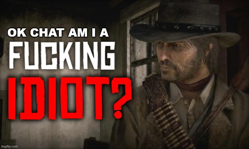 Fucking idiot? | OK CHAT AM I A | image tagged in fucking idiot | made w/ Imgflip meme maker