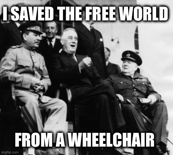 I SAVED THE FREE WORLD; FROM A WHEELCHAIR | image tagged in memes,world war 2,nazis,fdr,disability,ageism | made w/ Imgflip meme maker