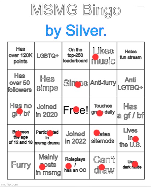 How tf are people supposed to clear this bingo board??? | image tagged in silver 's msmg bingo | made w/ Imgflip meme maker