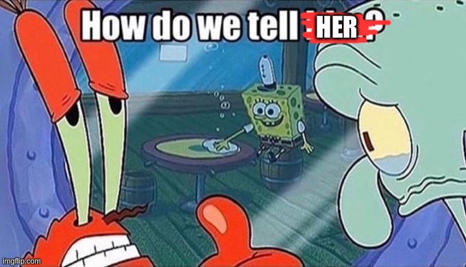 How should we tell him | HER | image tagged in how should we tell him | made w/ Imgflip meme maker