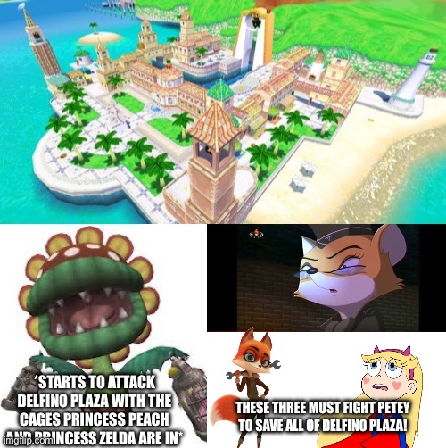 Petey Piranha is here! | *STARTS TO ATTACK DELFINO PLAZA WITH THE CAGES PRINCESS PEACH AND PRINCESS ZELDA ARE IN*; THESE THREE MUST FIGHT PETEY TO SAVE ALL OF DELFINO PLAZA! | image tagged in daytona 500,wait | made w/ Imgflip meme maker