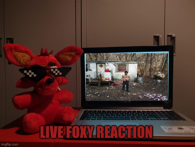 foxy knows where you live | LIVE FOXY REACTION | image tagged in foxy knows where you live | made w/ Imgflip meme maker