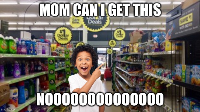 Parents at the store be like | MOM CAN I GET THIS; NOOOOOOOOOOOOOO | image tagged in dollar store | made w/ Imgflip meme maker