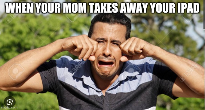 SAD MAN | WHEN YOUR MOM TAKES AWAY YOUR IPAD | image tagged in sad man,crying | made w/ Imgflip meme maker