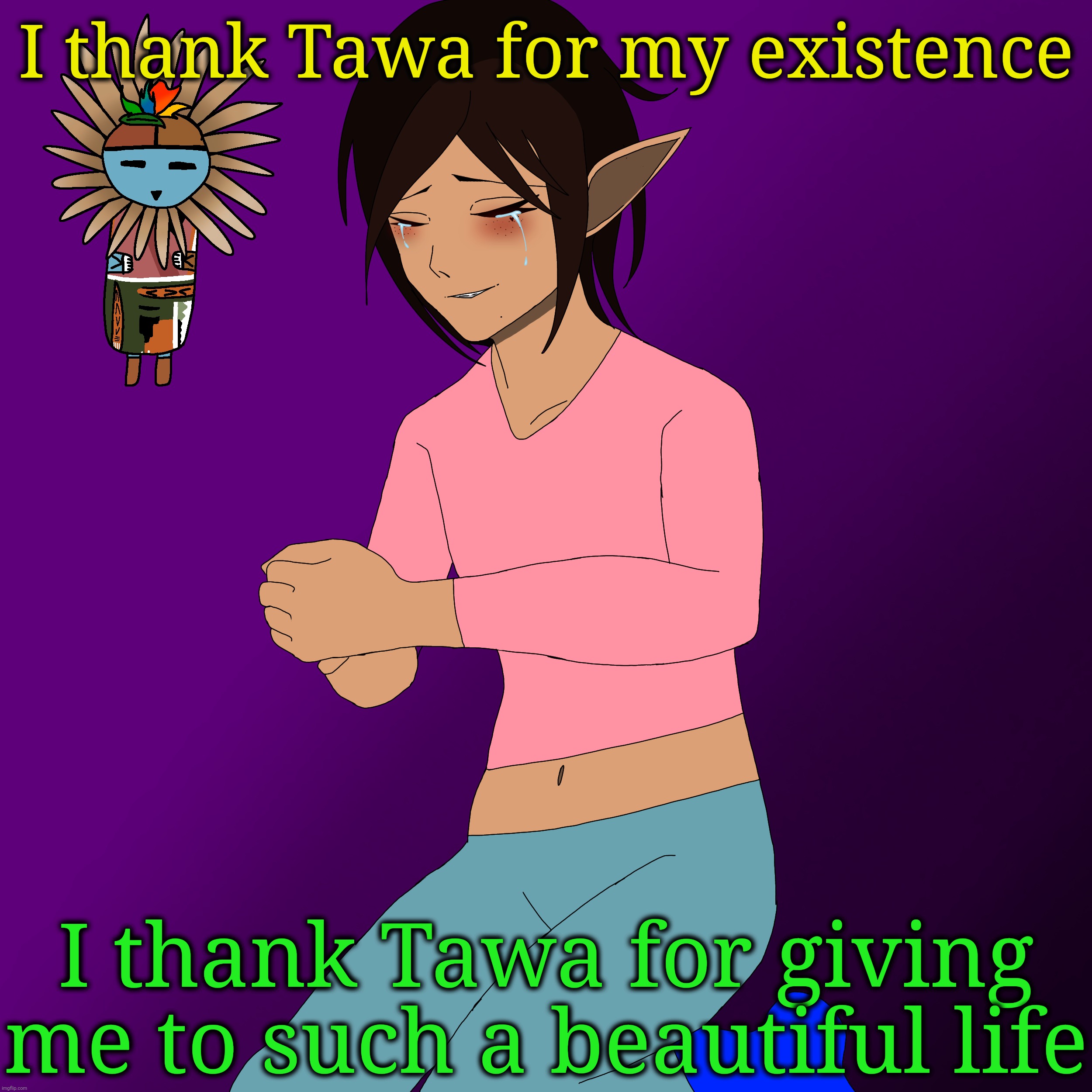 I thank Tawa for my existence; I thank Tawa for giving me to such a beautiful life | made w/ Imgflip meme maker