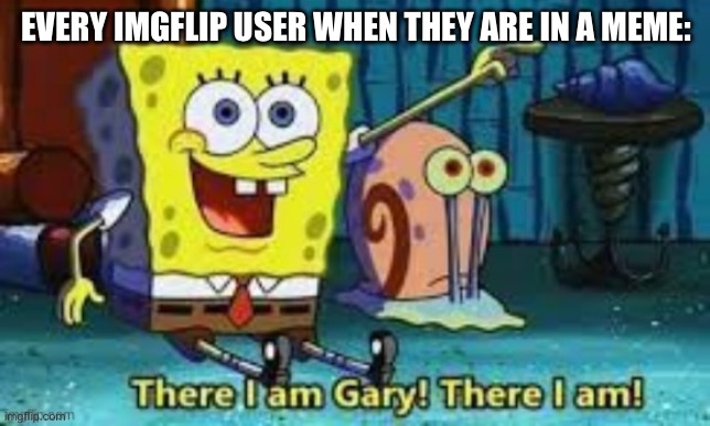 There I Am Gary! | EVERY IMGFLIP USER WHEN THEY ARE IN A MEME: | image tagged in there i am gary | made w/ Imgflip meme maker