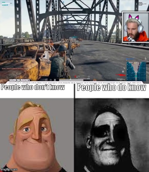 You can't stop it, its a canon event ? | People who do know; People who don't know | image tagged in normal and dark mr incredibles,pewdiepie,pewdiepie hmm | made w/ Imgflip meme maker