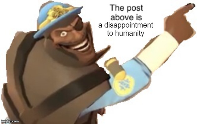 Post above | a disappointment to humanity | image tagged in post above | made w/ Imgflip meme maker