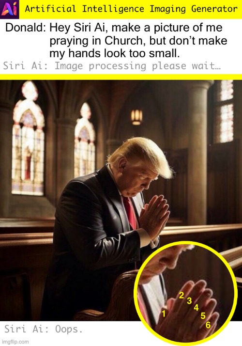 Donald Trump praying in church with six fingers meme | image tagged in donald trump praying in church with six fingers meme | made w/ Imgflip meme maker