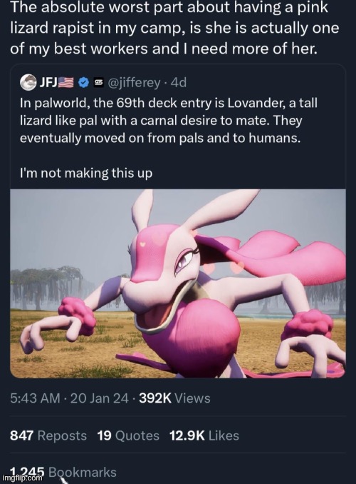 Palworld must have been on crack when making this, ngl | made w/ Imgflip meme maker