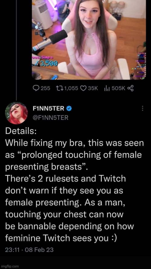 The ban was 3 days. | image tagged in twitch,streaming,femboy,website,moderation system,gamer | made w/ Imgflip meme maker