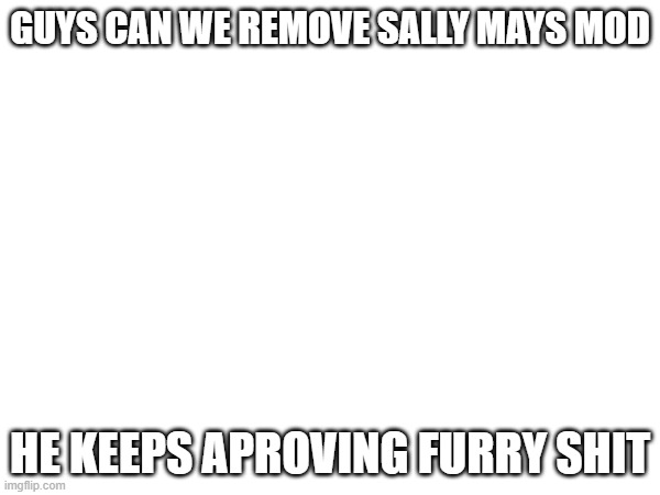 GUYS CAN WE REMOVE SALLY MAYS MOD; HE KEEPS APROVING FURRY SHIT | made w/ Imgflip meme maker