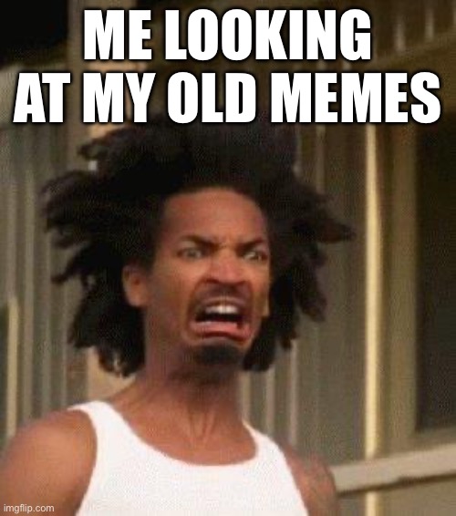 Disgusted Face | ME LOOKING AT MY OLD MEMES | image tagged in disgusted face | made w/ Imgflip meme maker