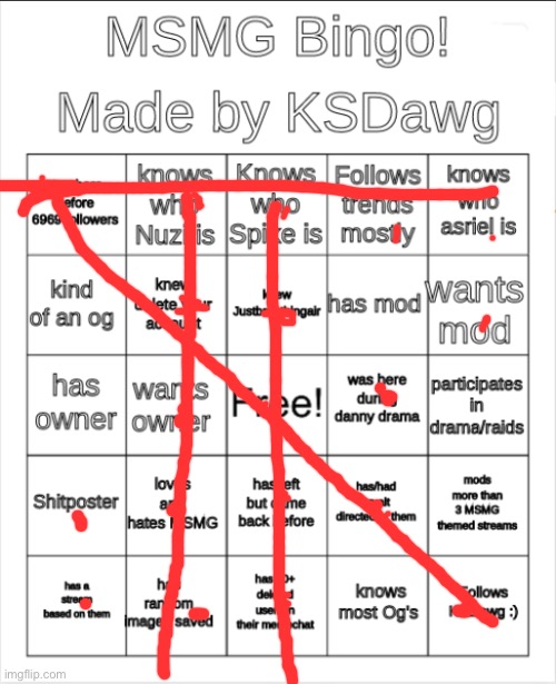 MSMG Bingo! | image tagged in msmg bingo | made w/ Imgflip meme maker