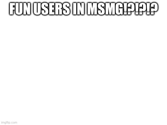 Blank White Template | FUN USERS IN MSMG!?!?!? | image tagged in blank white template | made w/ Imgflip meme maker