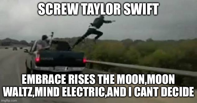 Screw this | SCREW TAYLOR SWIFT; EMBRACE RISES THE MOON,MOON WALTZ,MIND ELECTRIC,AND I CANT DECIDE | image tagged in screw this | made w/ Imgflip meme maker