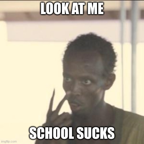 Look At Me | LOOK AT ME; SCHOOL SUCKS | image tagged in memes,look at me | made w/ Imgflip meme maker