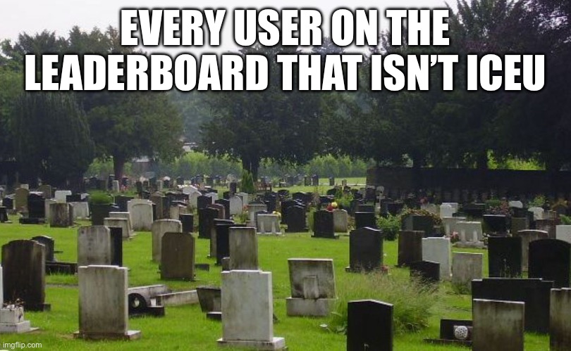 Graveyard | EVERY USER ON THE LEADERBOARD THAT ISN’T ICEU | image tagged in graveyard | made w/ Imgflip meme maker