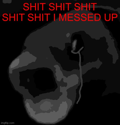 Crying poggers fish | SHIT SHIT SHIT SHIT SHIT I MESSED UP | image tagged in crying poggers fish | made w/ Imgflip meme maker